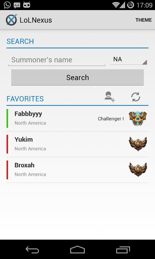 Phone view of player stats