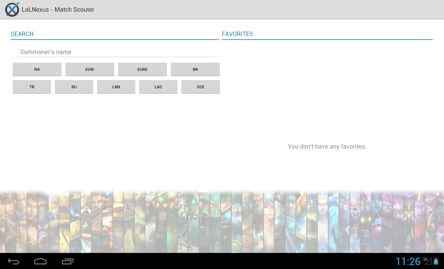 Tablet view of a live match