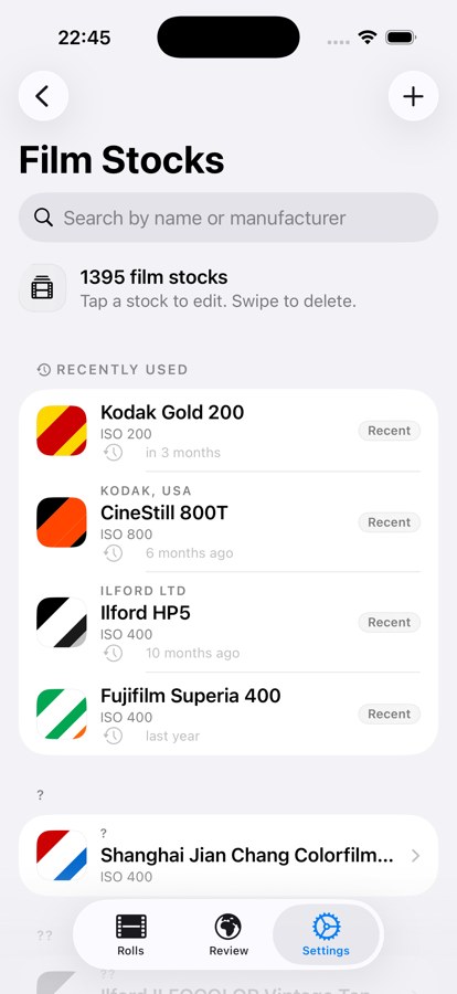 The bundled film stock library
